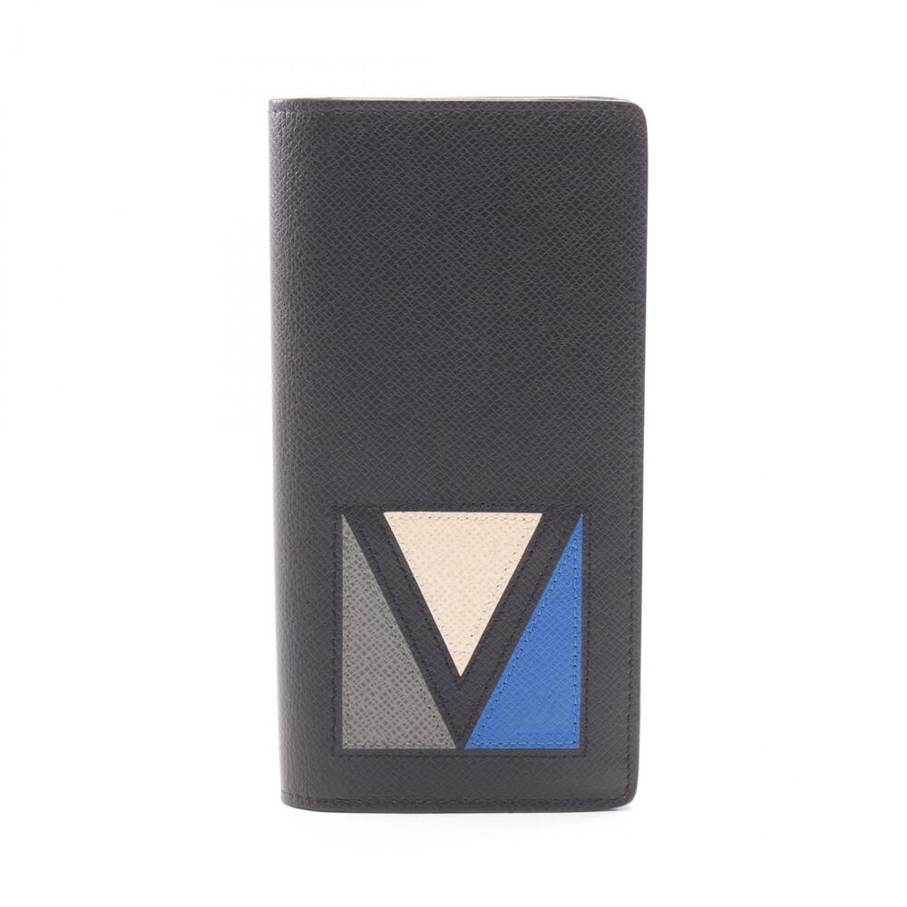 Louis Vuitton Portefeuille Brazza Taiga V-Shape Noir Bi-fold Long Wallet, Lea...